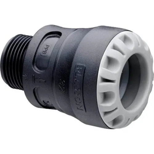 Plasson Push-In Lige Overgang 32 mm x 1" Nippel PN16