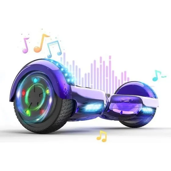 RCB Hoverboard 6.5" med Bluetooth og LED - Lilla Krom