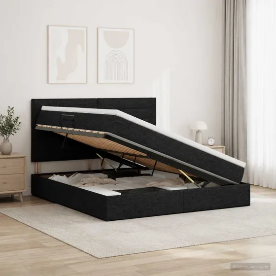 vidaXL Opbevaringsseng med madras Sort 180 x 200 cm