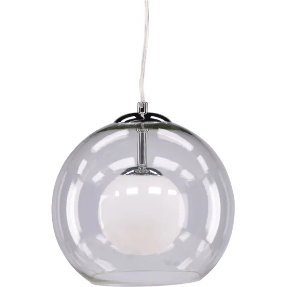 Roche loftlampe - krom og transparent glas
