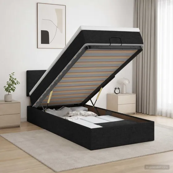 vidaXL Ottoman seng med madras og LED - Sort, 80 x 200 cm