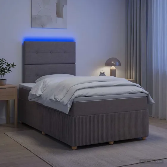 vidaXL LED Boksmadrasseng 120 x 200 cm Gråbrun
