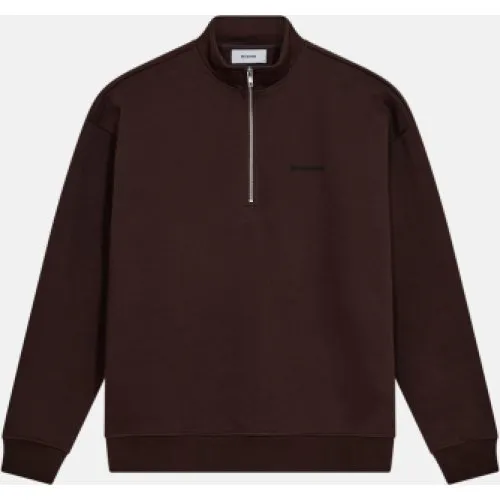 Resteröds Zack Half-Zip Sweatshirt i brun bomuld