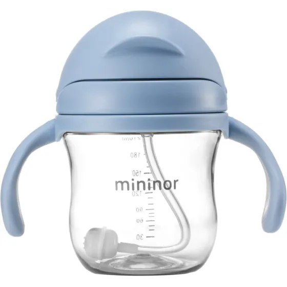 Mininor Straw Bottle Tritan 220 ml - Himmelblå
