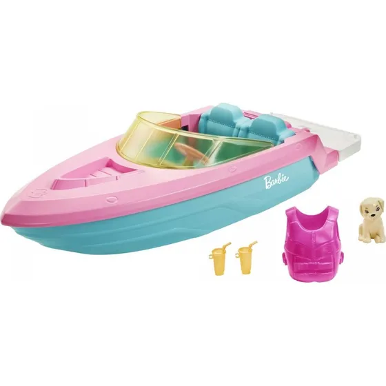 Barbie Båd med hund og accessories - Blå & lyserød GRG29
