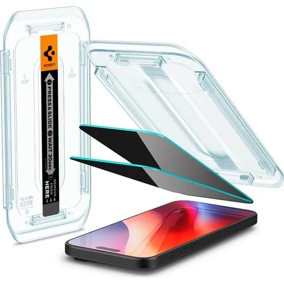 Spigen Glass EZ Fit Privacy til iPhone 16/17 Pro - 2 stk