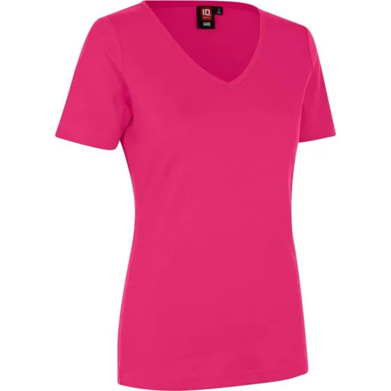 ID Interlock T-shirt dame V-hals - Hvid - XL
