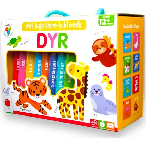 Mit lege-lære bibliotek: Dyr – 8 papbøger til små børn