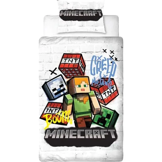 Minecraft Sengetøjssæt 150x210 cm & 50x60 cm - 100% Bomuld