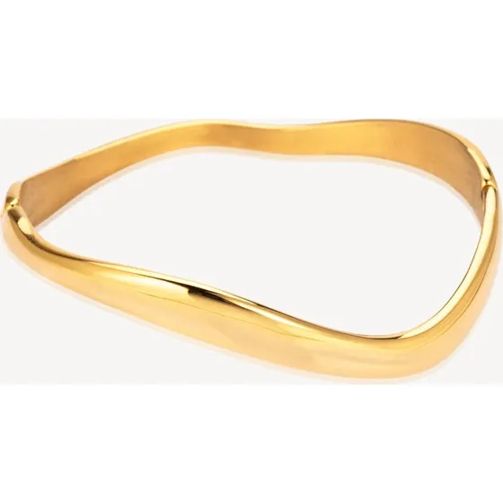 Wavy Armbånd - 18kt Forgyldt Stål - 17,5 cm