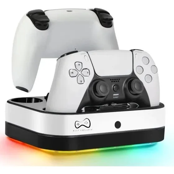 Deep Explorer Opladningsstation med RGB til PS5 DualSense & Portal