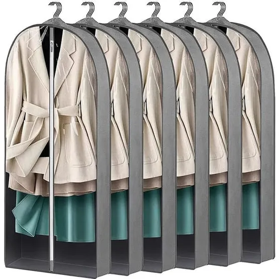 Åndbar tøjpose til garderobe, Grey, L