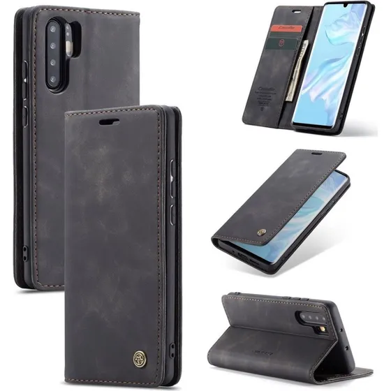 CASEME Retro Læderetui til Huawei P30 Pro - Sort