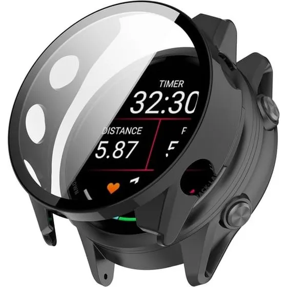 Garmin Forerunner 570 47 mm Etui med Hærdet Glas - Sort