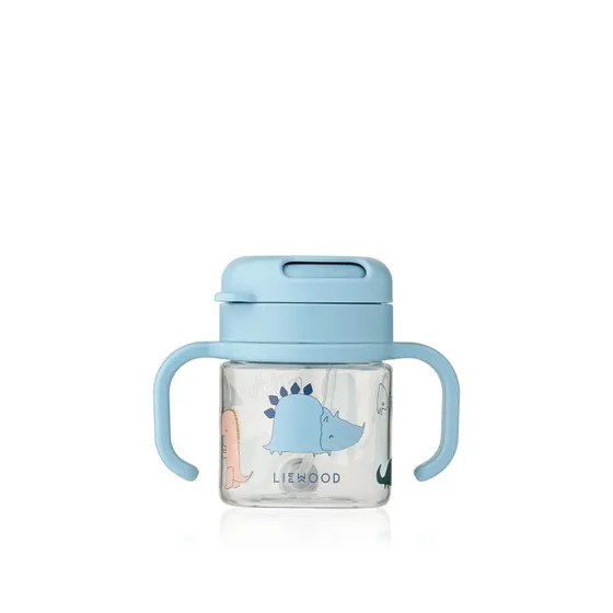 Liewood Kai Tritan kop med sugerør - Dino roar/Sandy - 280ml