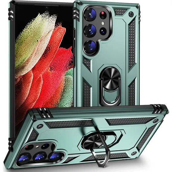 Bofink Combat Samsung Galaxy S23 Ultra Etui - Sortliggrøn
