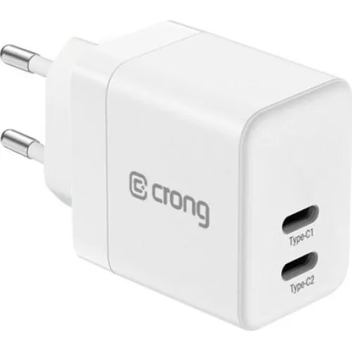 Crong CRG-GNCC35-WHI 35W GaN Wall Charger med 2x USB-C (Hvid)