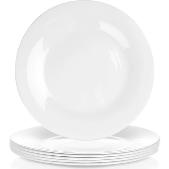 Spisetallerkener i hvidt opalglas, 25,5 cm - 6 stk.