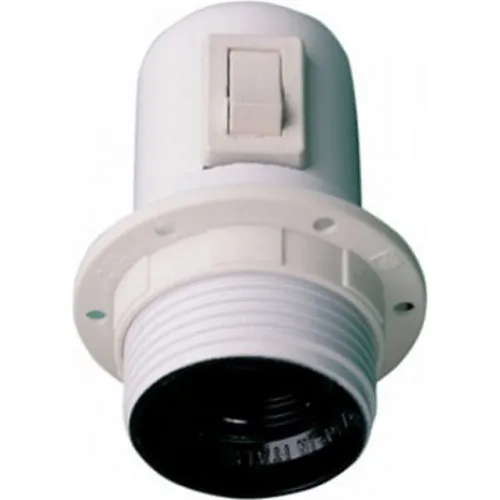 Kronefatning m/afbryder E27 inkl. ring, hvid