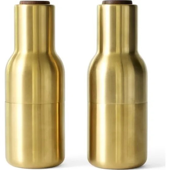Audo Copenhagen Bottle Grinder 2-pak - Børstet messing & valnød