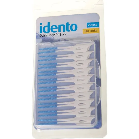Idento Quick Brush´n´stick inkl. Travelboks, Blå, 20 stk.