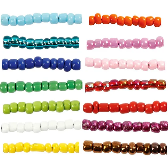 Rocaiperler 8/0 (3 mm) - 14 x 25g Assorterede farver