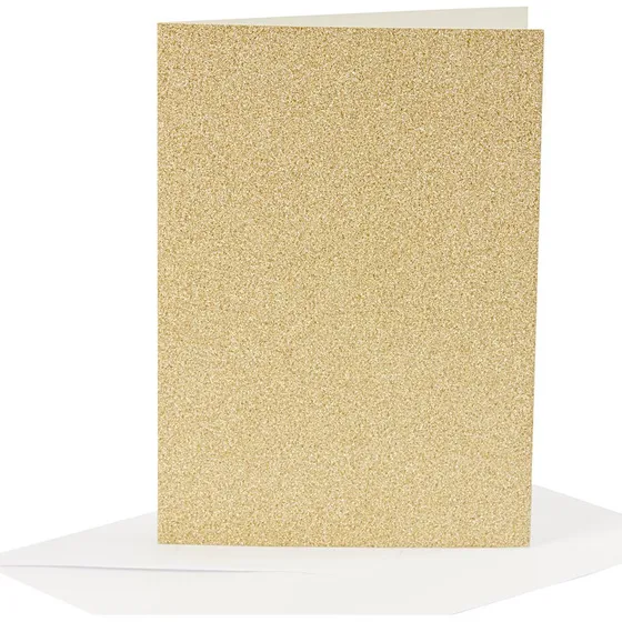 Creativ Company Kort og Kuverter 10,5x15 cm - Glitter Guld (4 stk)