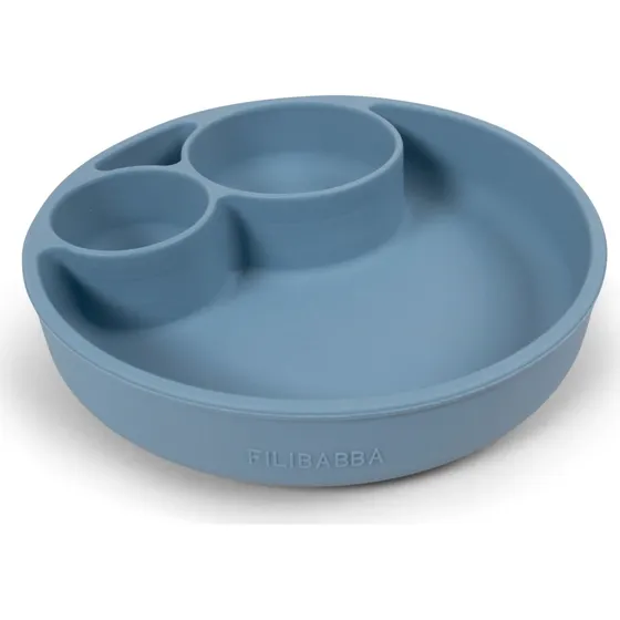 Filibabba Silikone tallerken ruminddelt - Powder Blue