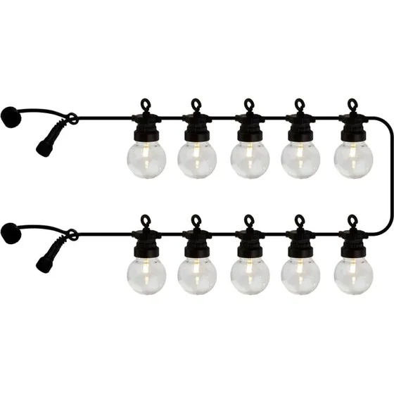 Sirius Lucas forlængersæt lyskæde 3 m, 10 LED klar/sort