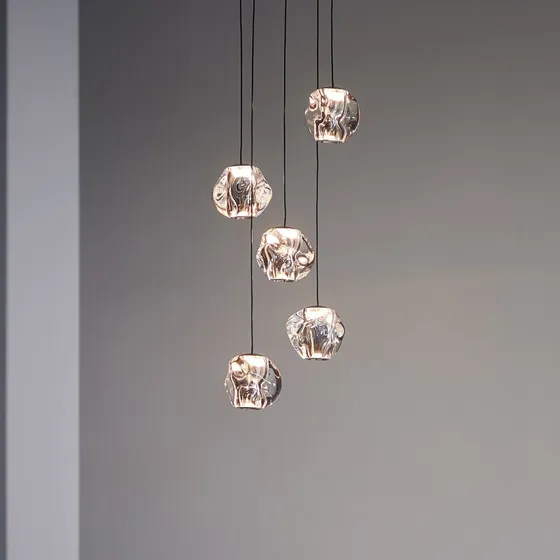 Loom Design Ice Ball 5 Pendel Transparent - Moderne Klyngependel