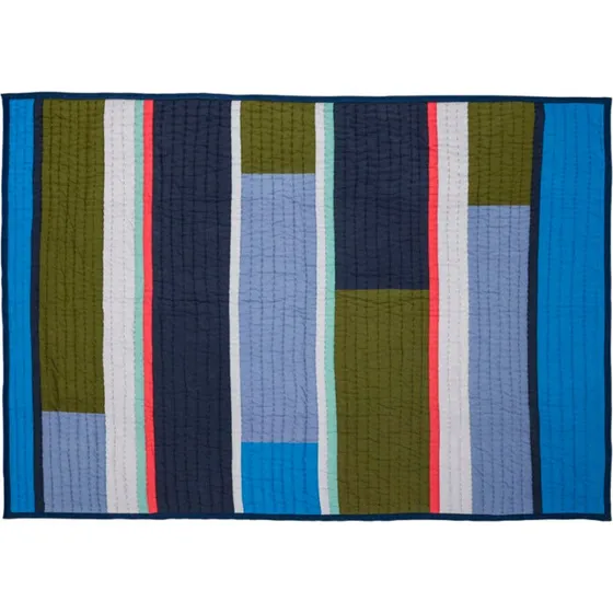 Hübsch Pavilion Plaid Block Blue/Multicolour - 140x200 cm