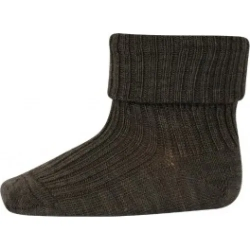 MP Baby Ankel Strømper i Merino Uld - Brown Melange 22/24