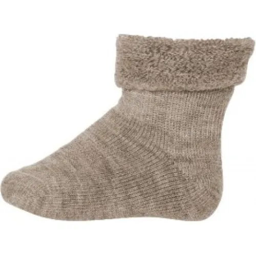 MP Klassisk Babystrømpe i Merinould - Light Brown Melange 22/24