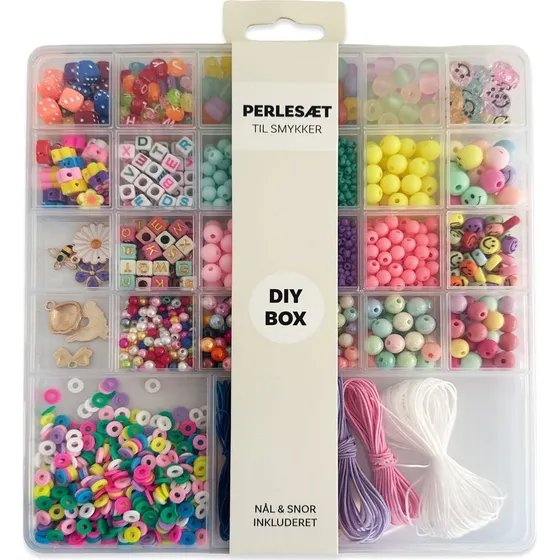Perler æske Trendy Mix: Pastel, Smiley & Unicorn inkl. nål og tråd