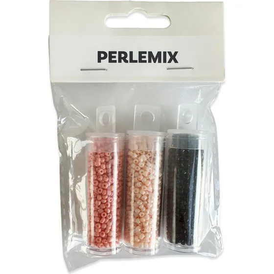 Perler i rør orange/fersken/sort - 3 assorterede rør