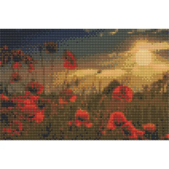 Diamond Art Valmuer/Natur 20x30cm