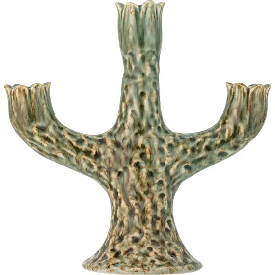 Creative Collection Cyrill Lysestage - Grøn Stentøj - 21 cm
