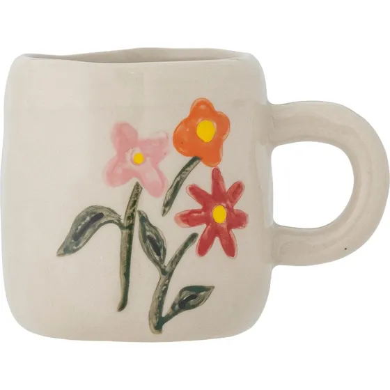 Bloomingville Mini Millie kop, 11 cl, Hvid med blomstermønster