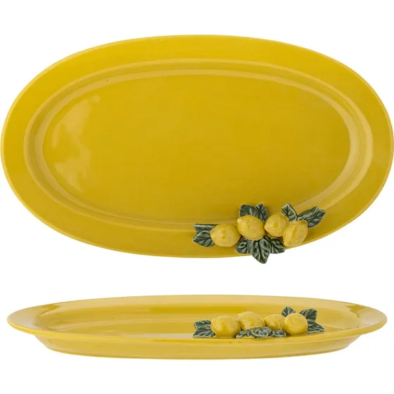 Creative Collection Limone Serveringsfad i Stentøj, Gul, 36x21 cm