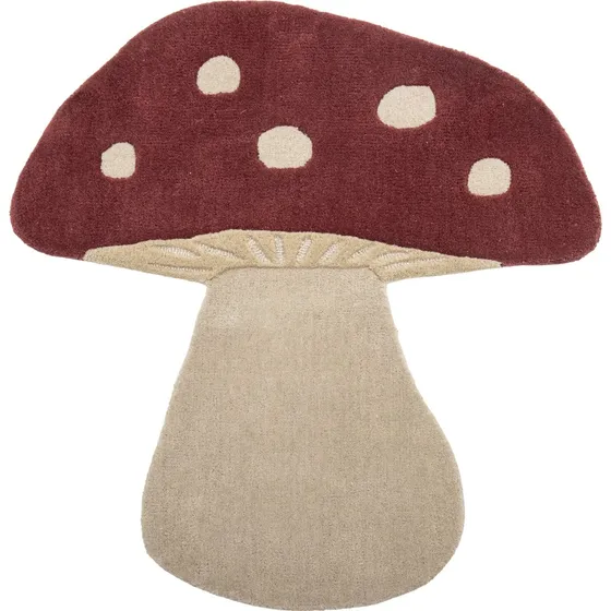 Bloomingville Mini Mushroom - Rødt uldtæppe til børn