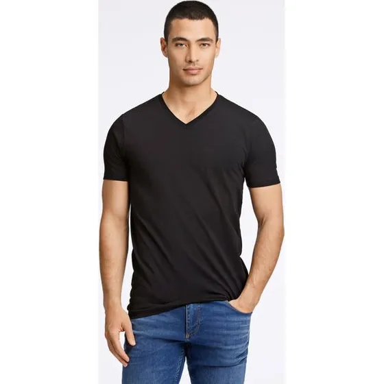 Lindbergh Mens Stretch V-neck Tee S/S - Hvid