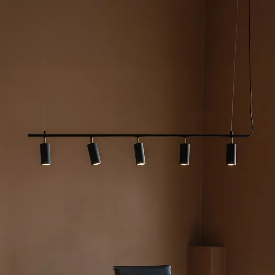 Globen Lighting Hubble 5 Pendellampe, Sort, 130 cm