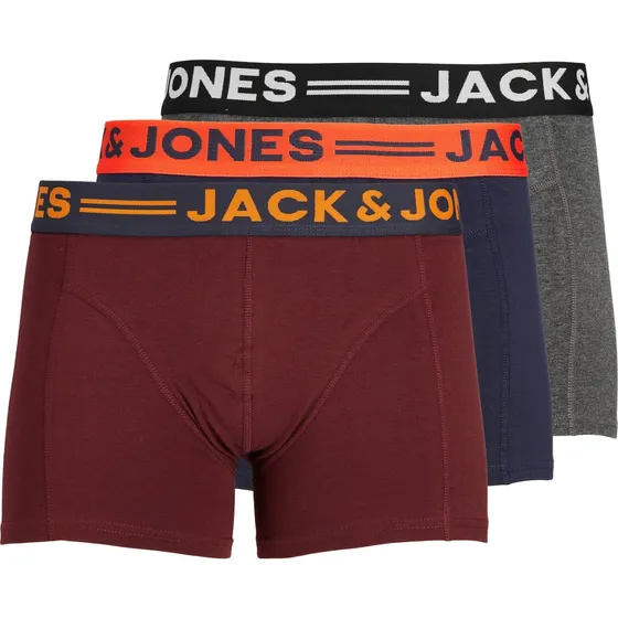 Jack & Jones Lichfield Boksershorts 3-pak - Navy/Orange/Vinrød