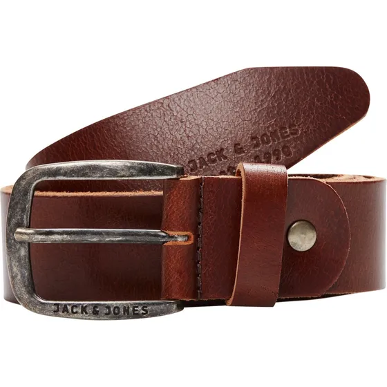 Jack & Jones JJIPaul Læderbælte - Brun/Sølv - 90 cm