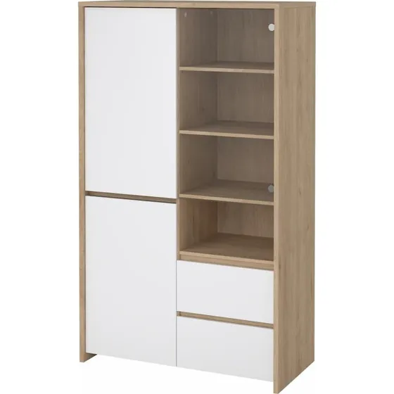 Tvilum Next Vitrineskab - Jackson Hickory/Hvid - 100x48x170 cm