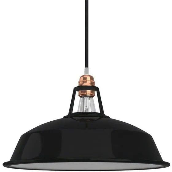 Creative Cables Harbour Emaljeret Metal Lampeskærm Ø38 cm, Sort