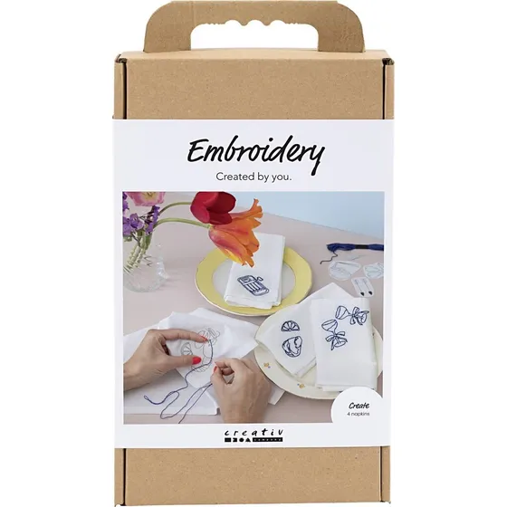 Creativ Company DIY Kit Broderi - Servietter - Off White