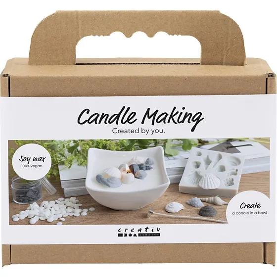 Creativ Company Mini DIY Kit Lysstøbning - Strandskaller - Grå/Off White