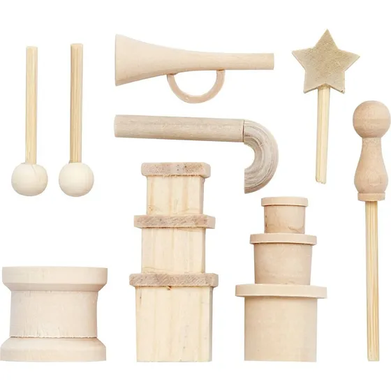Creativ Company Miniting i lyst træ, 2-5,5 cm