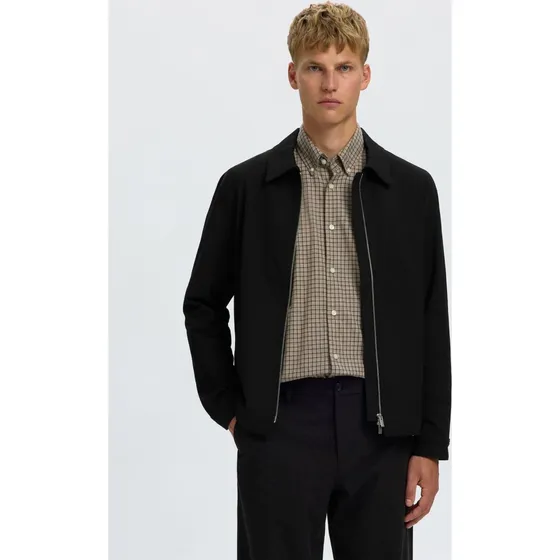 SELECTED Finn Zip Jacket Noos - Sort overgangsjakke